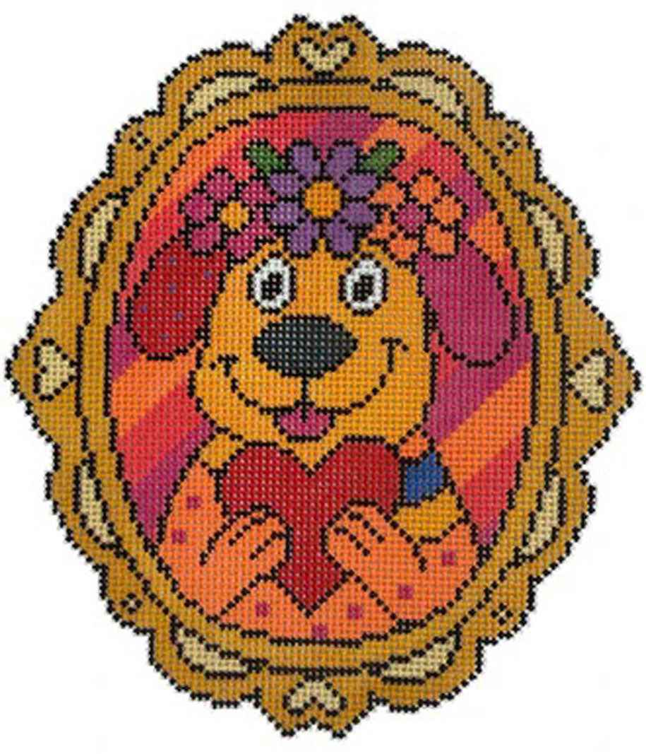 Lulu's Heart Full of Happiness Golden Dog Needlepoint Canvas | Dog