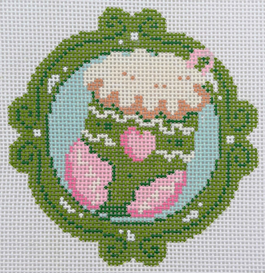 Heart Stocking hand-painted needlepoint canvas