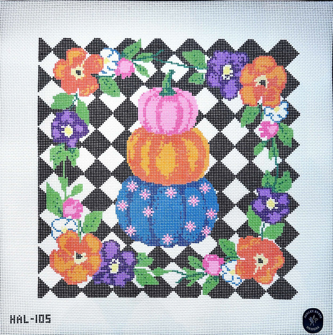 Pumpkin Chic – Hand Painted Stacked Pumpkins Needlepoint Canvas | Ashl ...